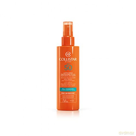 Collistar aktive Spray-Sonnenschutzmilch für hypersensible Haut, LSF 50, ideal für empfindliche/reaktive Haut, für Gesicht und Hals, wasserfest, 200 ml