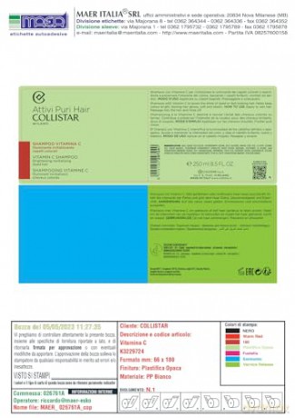 Collistar Aktives Puri Hair, Vitamin C Aufhellendes Shampoo, 250 ml