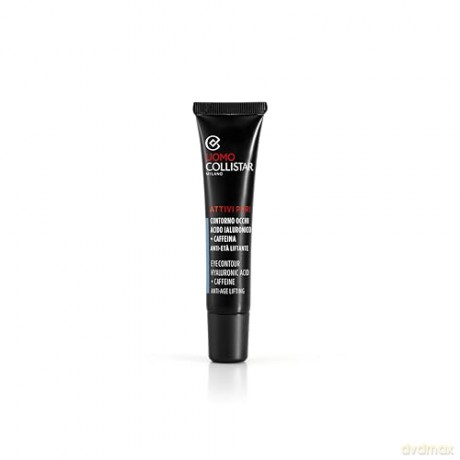 Collistar Attivi Puri Herren Liftende Anti-Aging-Augenkonturpflege mit Hyaluronsäure + Koffein, reichhaltige aber schnell einziehende Textur, gegen dunkle Augenringe, 15 ml