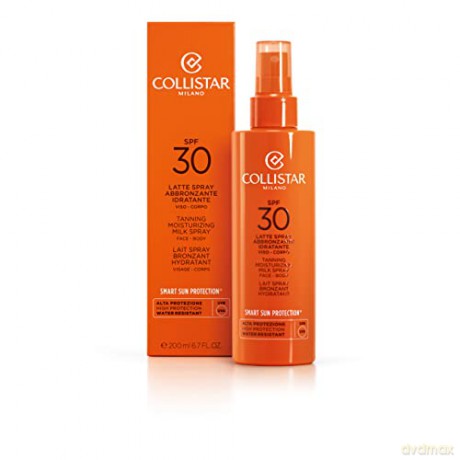 Collistar Spray-Bräunungsmilch mit LSF 30, reich an Vitamin E, frisch, superabsorbierbar und wasserfest, ist der ideale Sonnenschutz für Sportler. Für Gesicht und Körper, 200 ml