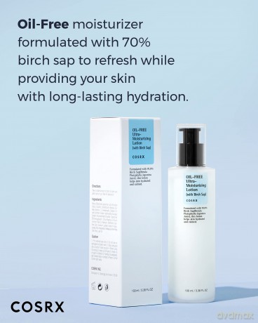 COSRX Ölfreie Ultra Moisturizing Lotion mit Birkensaft, 100ml, Eine extrem feuchtigkeitsspendende Tagespflege für Tag und Nacht zu empfehlen, Hypoallergen, dermatologisch getestet, Cruelty Free