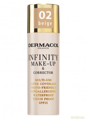 Dermacol Infinity Make-up und Korrektor, Mehrfach verwendbar, Superabdeckung, Fotofreundlich, Ipoallergen, Wasserfest, Berührungsfest, Nicht okkludierend, SPF 15, n. 02