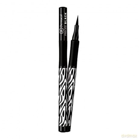 Dermacol Precise Black Eyeliner - Waterproof Long-Lasting Liquid Marker - Super Thin Tip for Quick Winged Look - Deep Colour, No Smudging - Formula Perfect For Sensitive Eyes and Contact Lens Users