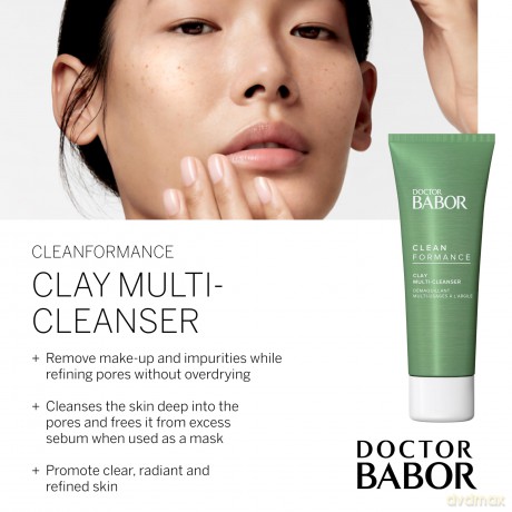 DOCTOR BABOR CLEANFORMANCE Clay Multi-Cleanser für jede Haut, Milde Reinigung und Reinigungsmaske, Prä-/Probiotika Komplex, Vegane Formel, 1 x 50 ml