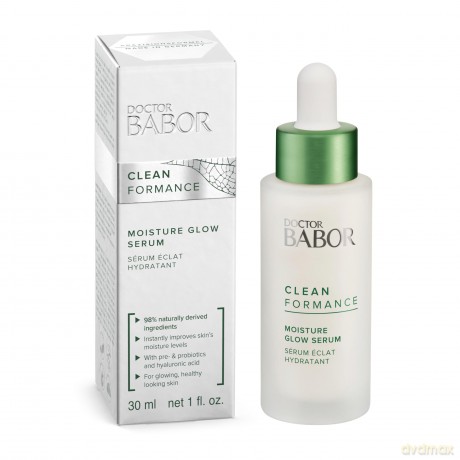 DOCTOR BABOR CLEANFORMANCE Moisture Glow Serum, Hyaluron Serum mit Prä-/Probiotika zur Feuchtigkeitspflege für das Gesicht, Vegane Formel, 1 x 30 ml
