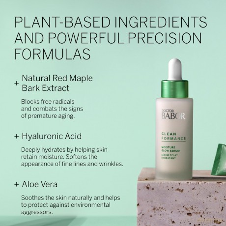 DOCTOR BABOR CLEANFORMANCE Moisture Glow Serum, Hyaluron Serum mit Prä-/Probiotika zur Feuchtigkeitspflege für das Gesicht, Vegane Formel, 1 x 30 ml