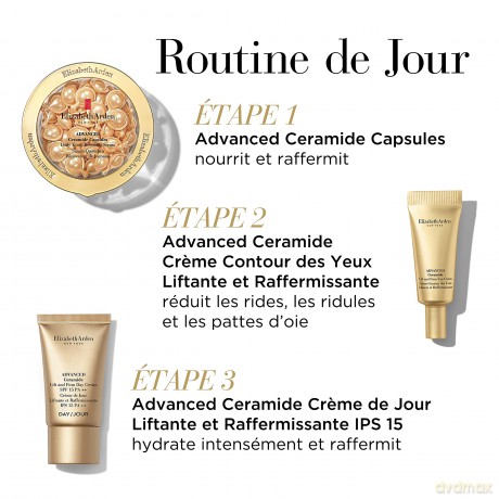 Elizabeth Arden - Advanced Ceramide, Geschenk zum Muttertag - Faltenglättungsset: Advanced Kapseln (60 Stück) + Retinol Kapseln (7 Stück) + Feuchtigkeitsspendende Tagescreme SPF 15 + Augencreme