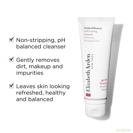Elizabeth Arden Visible Difference Soft Foaming Cleanser, Gesichtsreinigungsschaum mit Algenextrakt und Glycerin, reinigt und entfernt Make-up, 125 ml