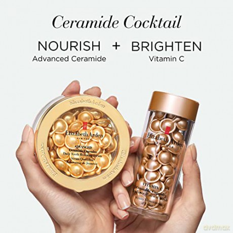 Elizabeth Arden Vitamin C Ceramide Capsules - Radiance Renewal Serum, 30 Stk., Vitamin C Serum in Kapseln, für schöne Haut mit mehr Leuchtkraft, Tagesdosis zur Gesichtspflege