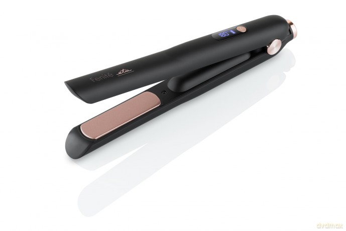 ETA Glätteisen Fenite Black I kabelloser Betrieb I 3 Temperaturstufen: 150/165/180 °C I Hochwertiger 3,7V Li-Ion-Akku I Reiseetui I USB-Ladekabel