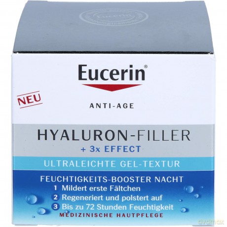 Eucerin Hyaluron-Filler und 3x Effect Feuchtigkeits-Booster Nachtpflege - Gesichtspflege mit Hyaluronsäure gegen Falten, 50 ml Creme