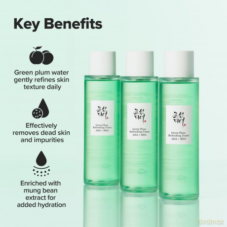Exfoliating tonic with AHA and BHA acids Green Plum Refreshing Toner 150 ml