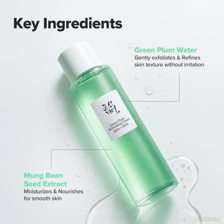 Exfoliating tonic with AHA and BHA acids Green Plum Refreshing Toner 150 ml