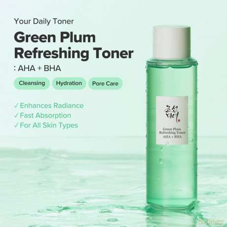 Exfoliating tonic with AHA and BHA acids Green Plum Refreshing Toner 150 ml