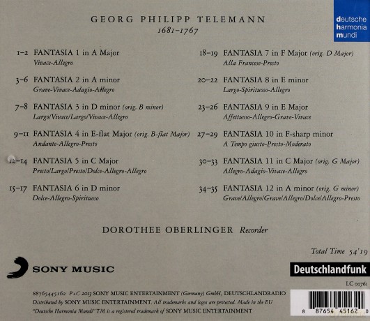 Dorothee Oberlinger: Telemann: Fantasien Für Flöte Solo [CD]