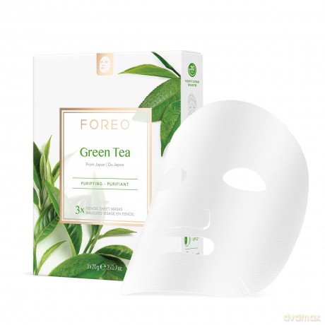 FOREO Green Tea klärende Sheetmaske für zu Unreinheiten neigende Haut, 3er Pack, Beruhigende cleane Formulierung reich an Antioxidantien, ohne Tierversuche, mit den UFO Geräten kompatibel