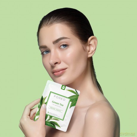 FOREO Green Tea klärende Sheetmaske für zu Unreinheiten neigende Haut, 3er Pack, Beruhigende cleane Formulierung reich an Antioxidantien, ohne Tierversuche, mit den UFO Geräten kompatibel