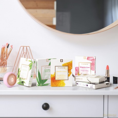 FOREO Green Tea klärende Sheetmaske für zu Unreinheiten neigende Haut, 3er Pack, Beruhigende cleane Formulierung reich an Antioxidantien, ohne Tierversuche, mit den UFO Geräten kompatibel