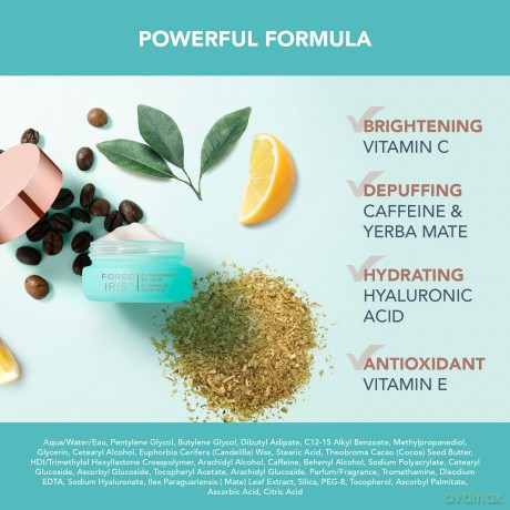 FOREO IRIS Vitamin C Eye Cream - Augencreme Gegen Falten und Augenringe - Vitamin E - Koffein - Hyaluronsäure - Yerba Mate - Kakaobutter - Vegan Kosmetik - Augenringe Entfernen und Tränensäcke - 15 ml