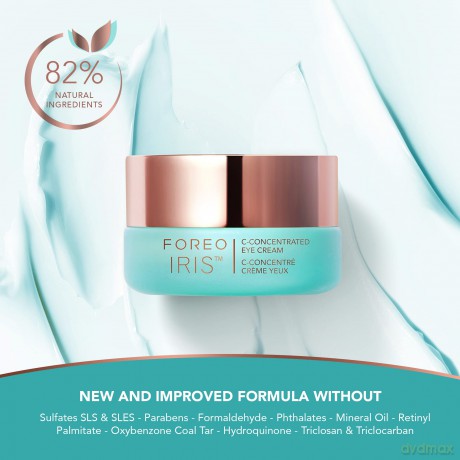 FOREO IRIS Vitamin C Eye Cream - Augencreme Gegen Falten und Augenringe - Vitamin E - Koffein - Hyaluronsäure - Yerba Mate - Kakaobutter - Vegan Kosmetik - Augenringe Entfernen und Tränensäcke - 15 ml