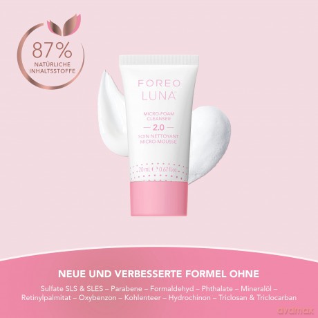 FOREO LUNA Micro-Foam Cleanser 2.0 - Gesichtsreinigung - Vitamin E - Aminosäuren - Mitesserentferner - Porenreiniger - Make Up Entferner - Reinigungsschaum Gesicht - Vegan - Gesichtspflege - 20 ml