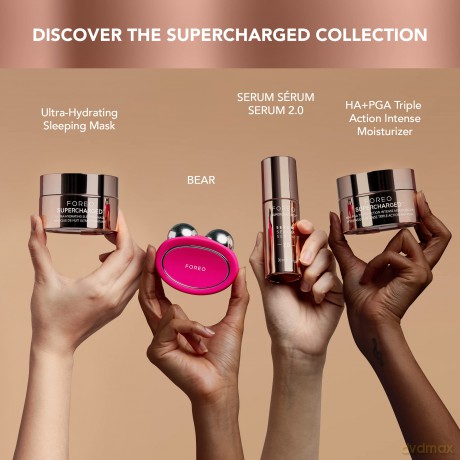 FOREO SUPERCHARGED Nachtmaske - Feuchtigkeitscreme Nacht - Tiefenwirksam auffüllende Feuchtigkeitscreme für das Gesicht - Hyaluronsäure und Polyglutaminsäure - Verjüngend - Vegan - 15 ml