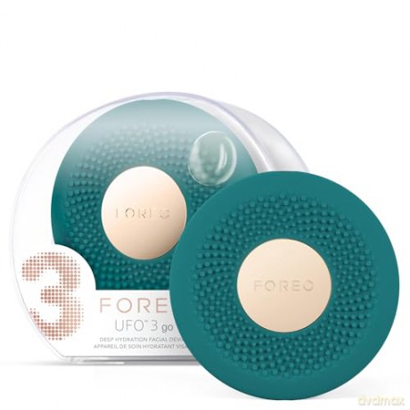 FOREO UFO 3 go Gesichtsmasken-Hautpflegegerät unterwegs - Feuchtigkeitscreme - Anti-Aging-Pflege - Vollspektrum-LED- und Rotlichttherapie - Thermotherapie - T-Sonic-Massage - kompakt - Evergreen