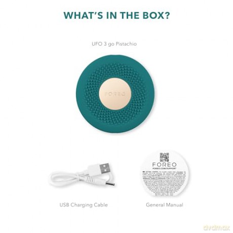 FOREO UFO 3 go Gesichtsmasken-Hautpflegegerät unterwegs - Feuchtigkeitscreme - Anti-Aging-Pflege - Vollspektrum-LED- und Rotlichttherapie - Thermotherapie - T-Sonic-Massage - kompakt - Evergreen