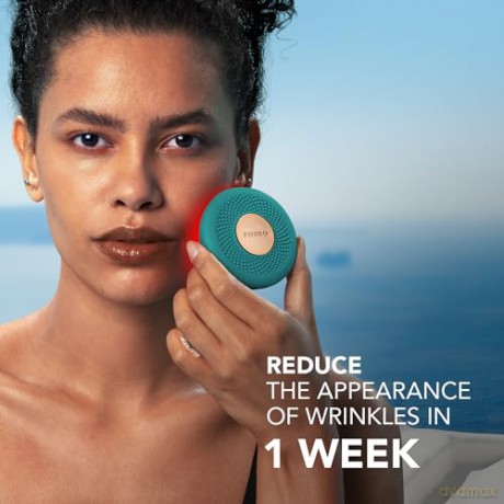 FOREO UFO 3 go Gesichtsmasken-Hautpflegegerät unterwegs - Feuchtigkeitscreme - Anti-Aging-Pflege - Vollspektrum-LED- und Rotlichttherapie - Thermotherapie - T-Sonic-Massage - kompakt - Evergreen