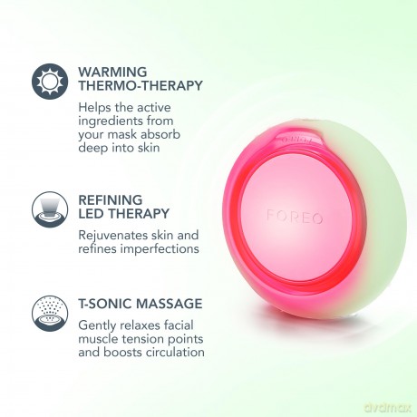 FOREO UFO 3 go Gesichtsmasken-Hautpflegegerät unterwegs - Feuchtigkeitscreme - Anti-Aging-Pflege - Vollspektrum-LED- und Rotlichttherapie - Thermotherapie - T-Sonic-Massage - kompakt - Pistachio