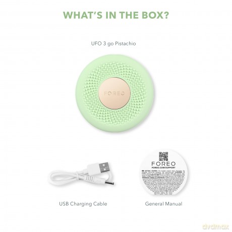 FOREO UFO 3 go Gesichtsmasken-Hautpflegegerät unterwegs - Feuchtigkeitscreme - Anti-Aging-Pflege - Vollspektrum-LED- und Rotlichttherapie - Thermotherapie - T-Sonic-Massage - kompakt - Pistachio