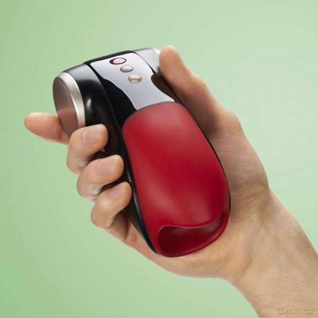 FUN FACTORY Eichel-Vibrator COBRA LIBRE II (Schwarz/Rot) - Hochwertiger Masturbator für Männer, Penis-Vibrator zur Eichelstimulation mit Dualmotor - 100% medizinisches Silikon