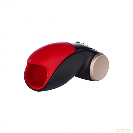 FUN FACTORY Eichel-Vibrator COBRA LIBRE II (Schwarz/Rot) - Hochwertiger Masturbator für Männer, Penis-Vibrator zur Eichelstimulation mit Dualmotor - 100% medizinisches Silikon