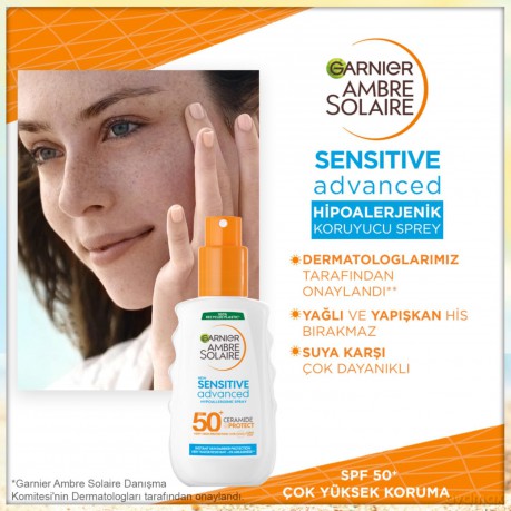 Garnier Skin Naturals Ambre Solaire Sensitive Advanced Schutzspray GKF50+ 200ML 1er Pack (1 x 200 ml)