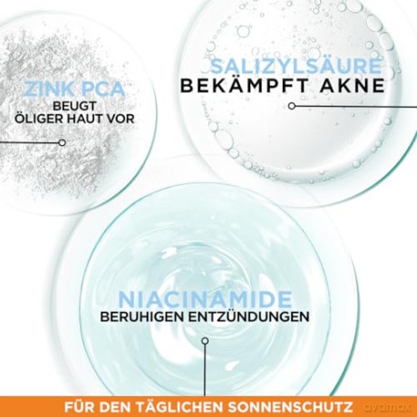 Garnier UV-Sonnenschutzfluid für zu Unreinheiten neigende Haut, Sehr hoher Sonnenschutz mit LSF 50+, Unsichtbares Finish, Ambre Solaire Super UV Niacinamide Daily Fluid, 1 x 40 ml