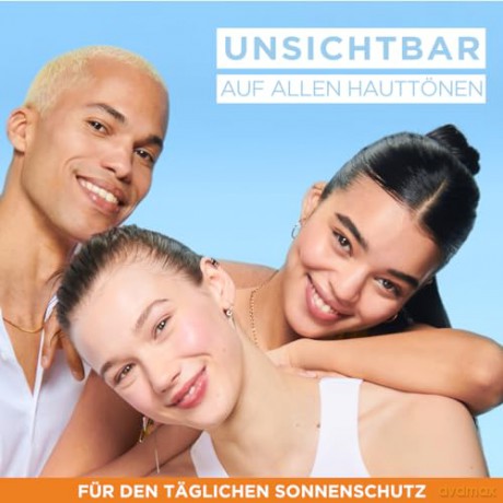 Garnier UV-Sonnenschutzfluid für zu Unreinheiten neigende Haut, Sehr hoher Sonnenschutz mit LSF 50+, Unsichtbares Finish, Ambre Solaire Super UV Niacinamide Daily Fluid, 1 x 40 ml