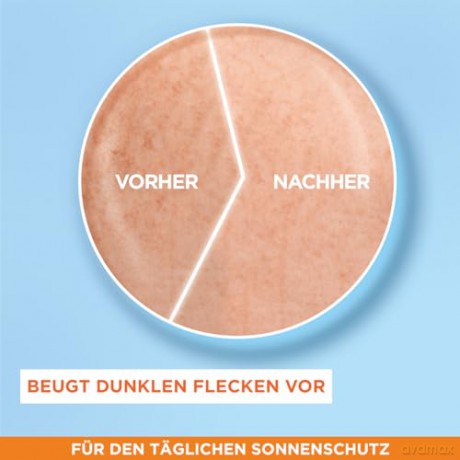 Garnier UV-Sonnenschutzfluid gegen dunkle Flecken, Sehr hoher Sonnenschutz mit LSF 50+, Unsichtbares Finish, Ambre Solaire Super UV Vitamin C Daily Fluid, 1 x 40 ml