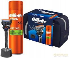 Gillette Geschenkset: Herrenrasierer Proglide + Rasiergel Fusion Ultra Sensitive 200 ml + Halterung für Rasierer + Reisetasche