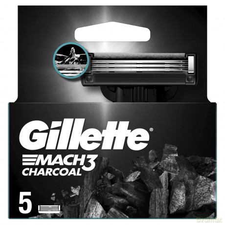 Gillette Mach3 Charcoal Ersatzklingen für Herrenrasierer Rasierer mit 3 Klingen, 5 Ersatzklingen, Klingen härter als Stahl