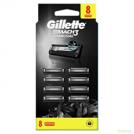 Gillette Mach3 Charcoal Ersatzklingen für Herrenrasierer Rasierer mit 3 Klingen, 8 Ersatzklingen, Klingen härter als Stahl