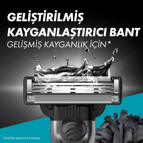 Gillette Mach3 Charcoal Ersatzklingen für Herrenrasierer Rasierer mit 3 Klingen, 8 Ersatzklingen, Klingen härter als Stahl