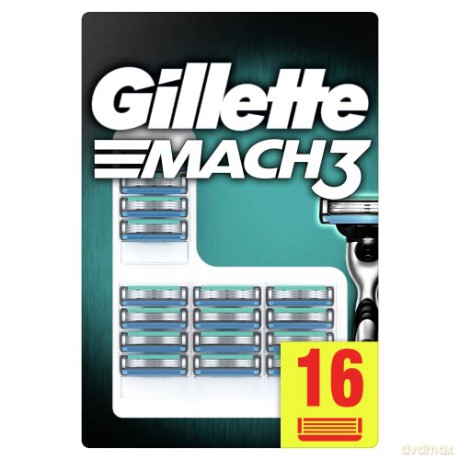 Gillette Mach3 Ersatzklingen für Herrenrasiermaschine, 16 Stück, Hergestellt aus Präzisionsschnitt Stahl für Rasur bis zu 15 Mal pro Klinge