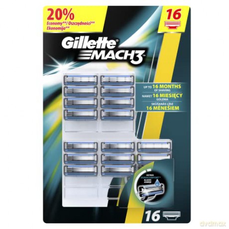 Gillette Mach3 Ersatzklingen für Herrenrasiermaschine, 16 Stück, Hergestellt aus Präzisionsschnitt Stahl für Rasur bis zu 15 Mal pro Klinge