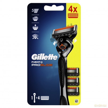 Gillette ProGlide Herrenrasierer + 4 Klingen auswechselbar, mit 5 Klingen härter als Stahl