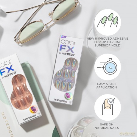 Glue-on nails ImPRESS Color FX - Meta 30 pcs