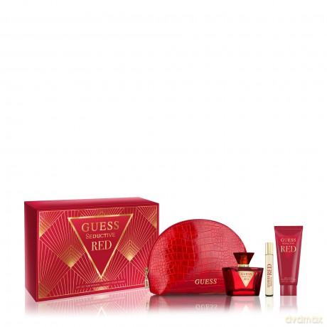 Guess Guess Seductive Red For Women 4 PC Gift Set 2.5oz EDT Spray, 3.4oz Body Lotion, 0.5oz Travel EDT Spray, Pouch