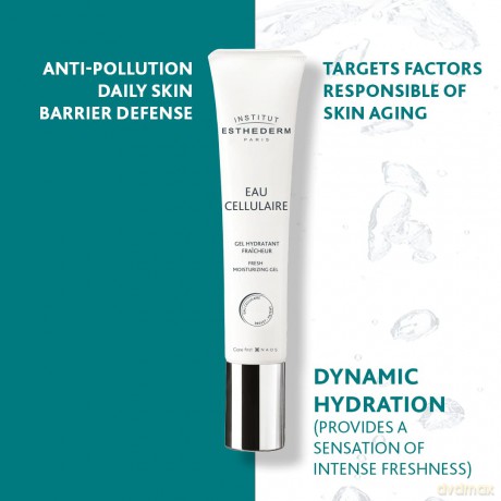 Institut Esthederm - Zellwasser - feuchtigkeitsspendendes Gel für Gesicht und Hals - spendet langanhaltende Feuchtigkeitspflege, ohne zu glänzen, Tube 40 ml