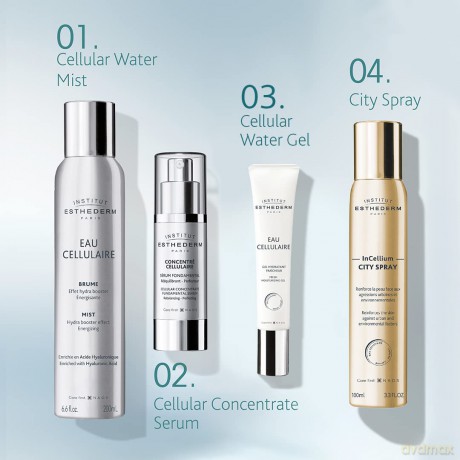 Institut Esthederm - Zellwasser - feuchtigkeitsspendendes Gel für Gesicht und Hals - spendet langanhaltende Feuchtigkeitspflege, ohne zu glänzen, Tube 40 ml