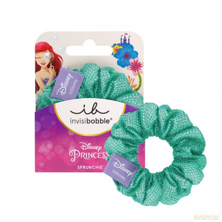 invisibobble KIDS Scrunchie Disney Ariel - Grün mit Glitzer, 1 Stück - Haarschmuck Mädchen, Haargummis Mädchen, Exklusiver Haargummi Scrunchie für Kinder