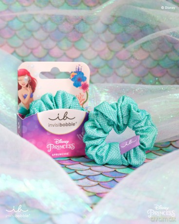 invisibobble KIDS Scrunchie Disney Ariel - Grün mit Glitzer, 1 Stück - Haarschmuck Mädchen, Haargummis Mädchen, Exklusiver Haargummi Scrunchie für Kinder